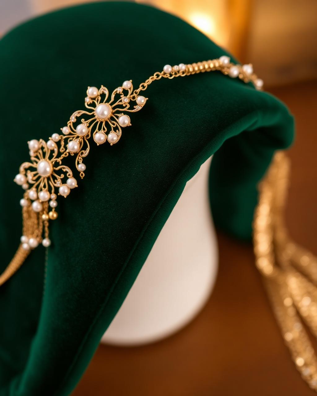 Gold and pearl ceremonial headpiece